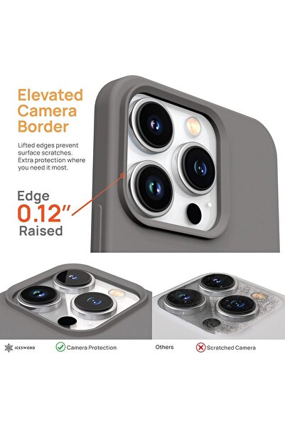 Merwish Apple iPhone 13 Promax Compatible Velvet Inside Logo Launch Silicone Case Cover Stone