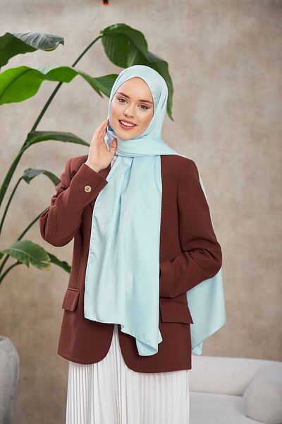 İpekhan Leola Patterned Gray Blue Silky Jacquard Shawl - 9009-10