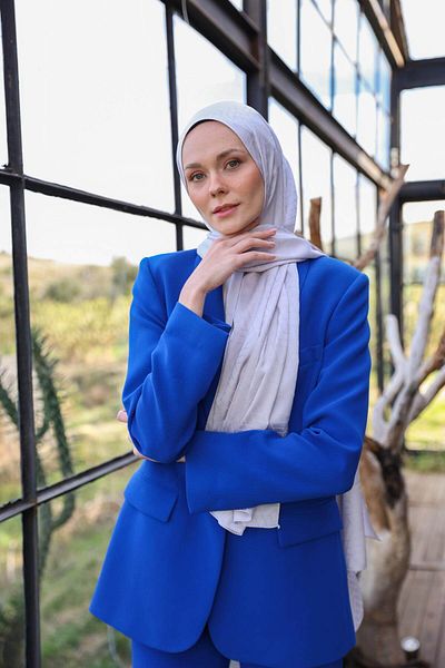 İpekhan Exen Pattern Silky Jacquard Shawl Gray 9011-03