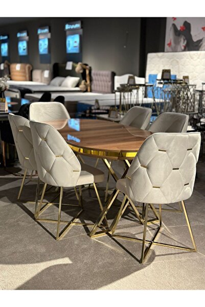 ÜNALMIŞ Mutfak Yemek Masa Sandalye Takımı Lüx Quality 90x170 (1MASA-6SANDALYE)