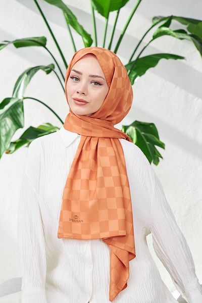 İpekhan İpekhan New Checkerboard Pattern Silky Jacquard Shawl Tile 9007-01