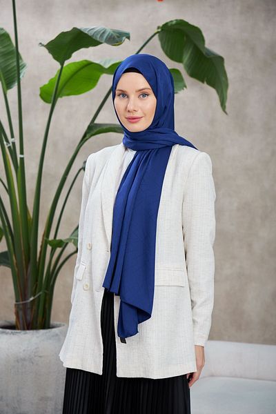 İpekhan Şal jacquard mătăsos cu model Leola Night Blue Line - 9009-12
