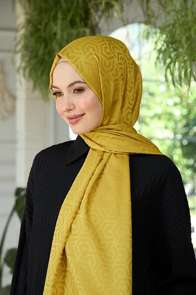 İpekhan Συλλογή Silky Jacquard Shawl Oil Green Summer Sparkle - 9013-17