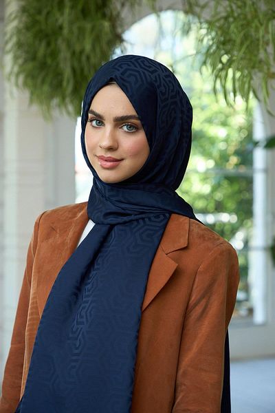 İpekhan Συλλογή Navy Blue Silky Jacquard Summer Radiance - 9013-02