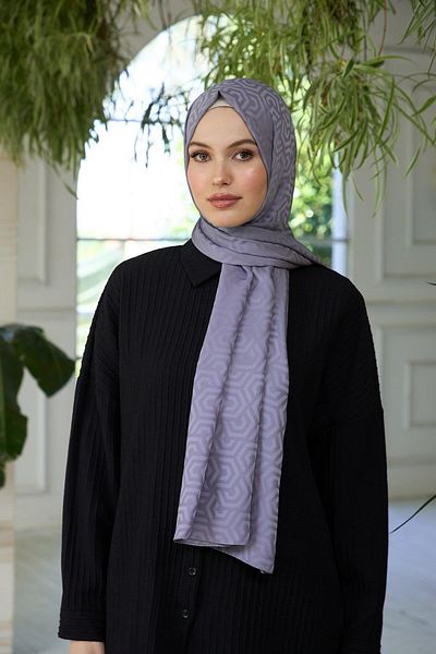 İpekhan Silky Jacquard Shawl - Summer Sparkle Collection, Σκούρο Γκρι 9013-19
