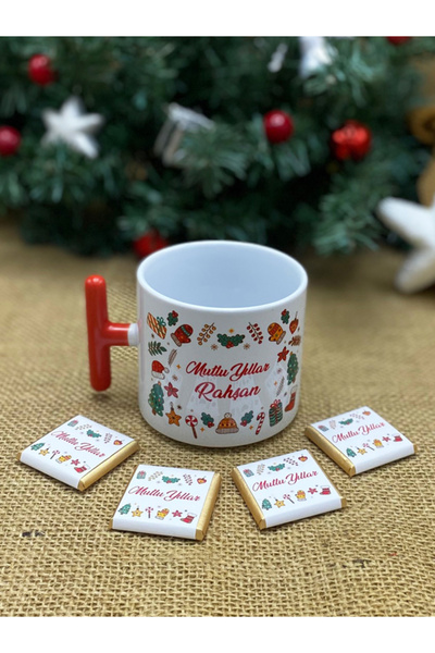 Hepsi Enteresan İsme Özel Çikolatalı Yeni Yıl Kupası, Mutlu Yıllar T Kupa, Ki...