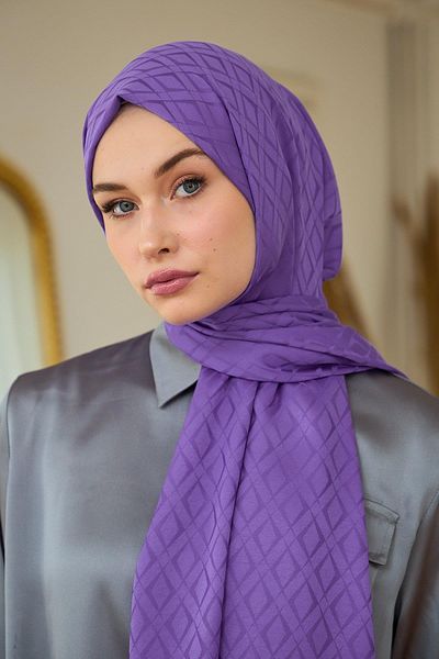 İpekhan 9015-19 Model Summer Sparkle Collection - Silky, Jacquard and Lavender Shawl
