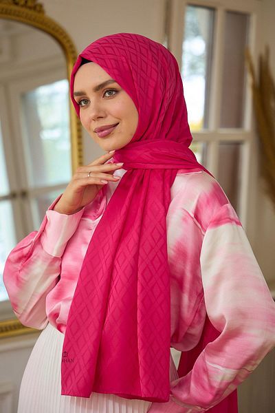 İpekhan Συλλογή Silky Jacquard Shawl Rose Pink Summer Sparkle - 9015-13