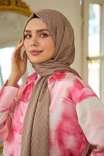 İpekhan Silky Jacquard Shawl Sand Brown Summer Shine Συλλογή - 9015-15
