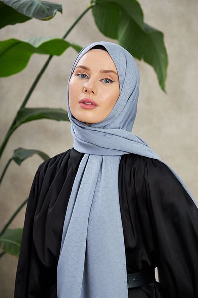 İpekhan Novvela Patterned Jacquard Silky Shawl - Lavender Gray 9008-24