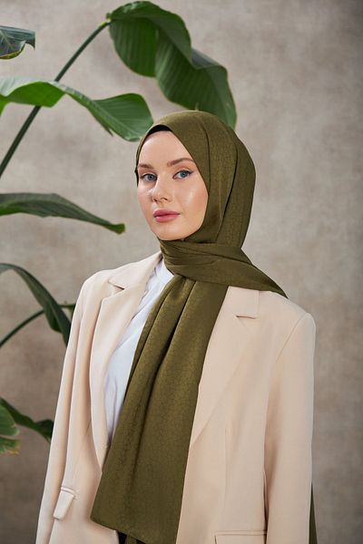 İpekhan Alesa Pattern Silky Jacquard Shawl Brown 9003-15