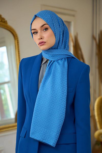 İpekhan Şal jacquard mătăsos albastru - colecţia Summer Sparkle 9017-20