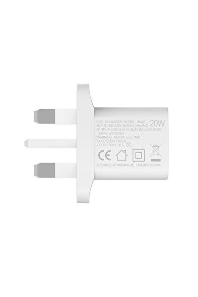 Momax One Plug 20W Mini PD Fast Charger UM25 - White