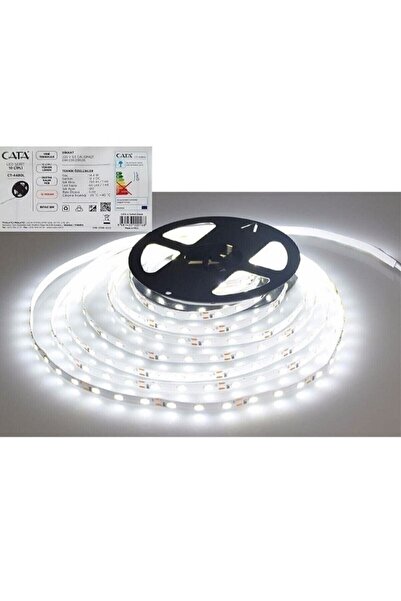 Cata 10 Çipli Şerit Led Beyaz Işık 5 Mt(LED TRAFOSU OLMADAN KULLANILAMAZ)