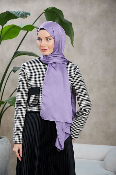 İpekhan Line Leola Patterned Lilac Silky Jacquard Shawl - 9009-23