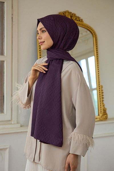 İpekhan Şal Jacquard Mov Mătăsos Vinete - Colecția Summer Sparkle 9015-21
