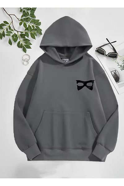 LA GULER Φούτερ Unisex Oversize - Εκτυπωμένο, Σαρδόνικο 3 νημάτων