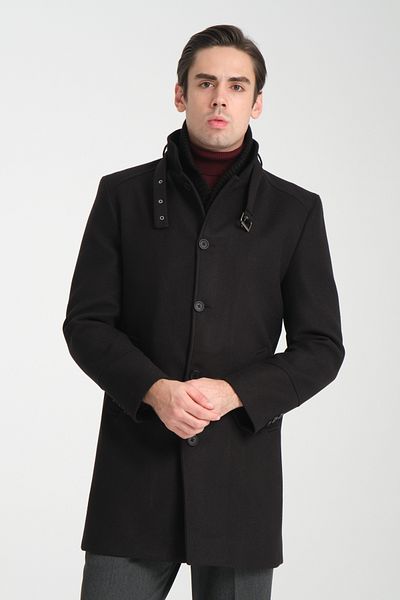 Frappoli Ανδρικό παλτό με χοντρή κοπή - Ριμπ γιακά, Standard Fit