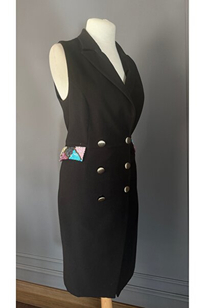 Kübra Tekin İşlemeli Tasarım Kaşe Yelek - Elbise