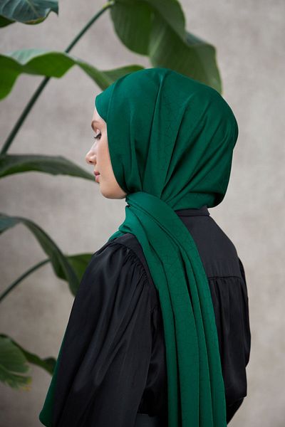 İpekhan Novvela Emerald Green Silky Jacquard Σάλι - 9008-13