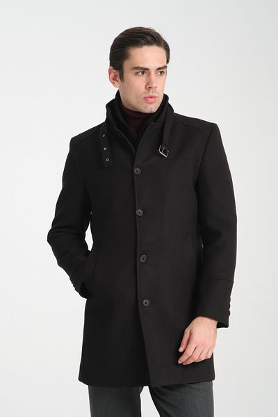 Frappoli Ανδρικό παλτό με χοντρή κοπή - Ριμπ γιακά, Standard Fit