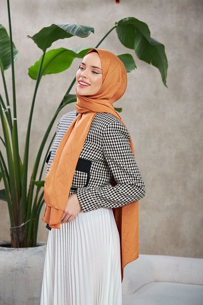 İpekhan Σάλι Line Leola με μοτίβο Tan Silky Jacquard - 9009-08