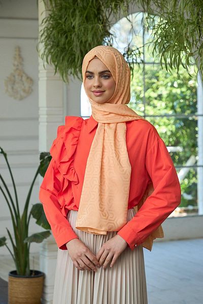 İpekhan Συλλογή Silky Jacquard Shawl Salmon - Summer Sparkle 9013-13