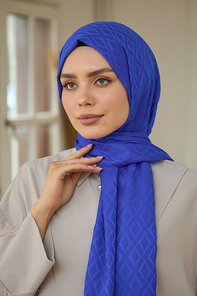 İpekhan Silky Jacquard Shawl - Summer Radiance Collection, Μπλε Τζιν, 9015-23