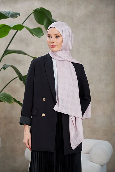 İpekhan Ασημί Neo Houndstooth Μοτίβο Μεταξένιο Ζακάρ Σάλι - 9010-02