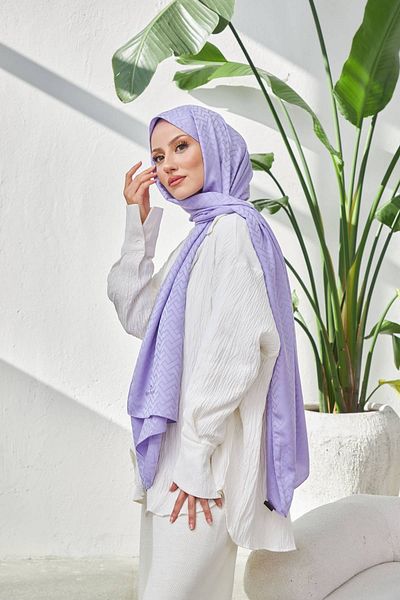 İpekhan Lego 9004-26 Patterned Silky Jacquard Shawl Lilac
