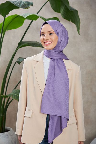 İpekhan Lilac Alesa Patterned Silky Jacquard Shawl - 9003-23