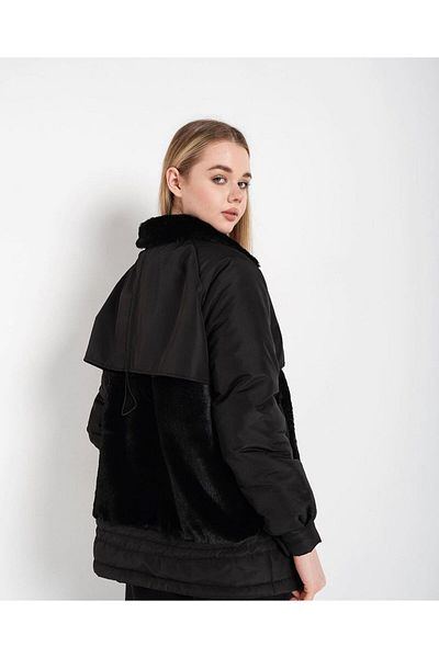 Temel İpek Boutique Λούτρινο παλτό Bomber με λεπτομέρειες