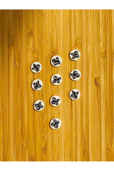 Kartopu Patterned Soft Button 13 mm 10 Pkt. Color: White/Butterfly.