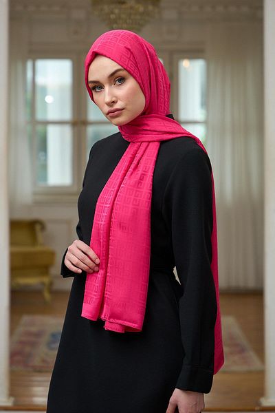 İpekhan Ροζ μεταξένιο σάλι ζακάρ - Summer Sparkle Collection 9016-04