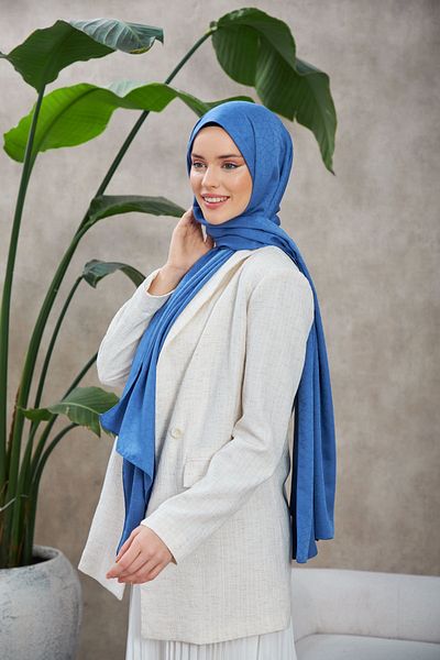 İpekhan Şal Jacquard Mătăsos Albastru Novvela - 9008-20