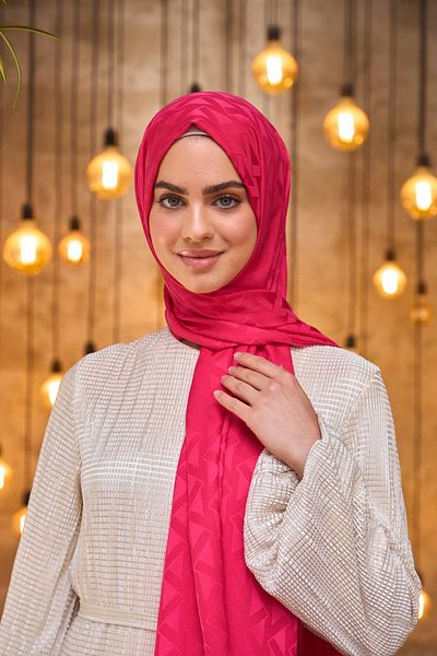 İpekhan 9014-14 Model Summer Sparkle Collection - Silky, Jacquard and Shawl Coral