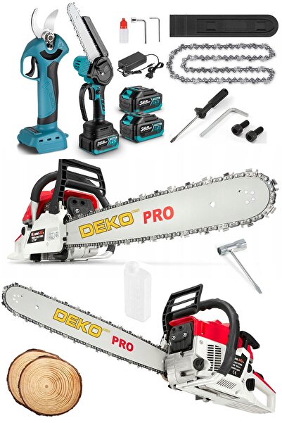 DEKO TURKEY 3'lü Benzinli Testere 10HPX Ağaç Odun Kesme Makinesi Motorlu Test...