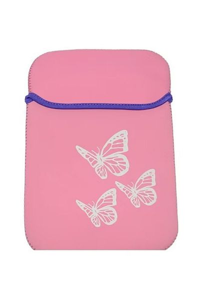 Taimi PacK Of 2 Butterfly Design Padded Laptop and Tablet Bag 10 Inch double face pink and purple colors