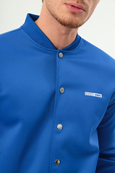 grand coco Чоловічий однотонний патчворк-піджак з ґудзиками, довгими рукавами та принтом літер