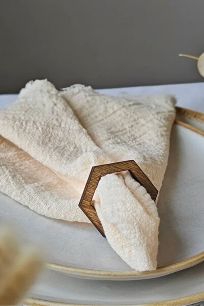 AHWART 6 Hexagon Themed Wooden Napkin Rings