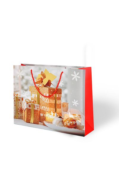 ALPJOY 32X26 Luxury Cardboard Bag Leaf Printed New Year Themed 2Pcs