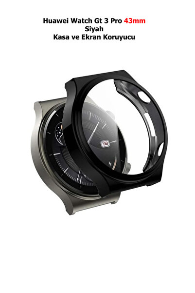 CONOCER Huawei Watch Gt 3 Pro 43mm Yumuşak Kasa Ve Ekran Koruyucu Siyah