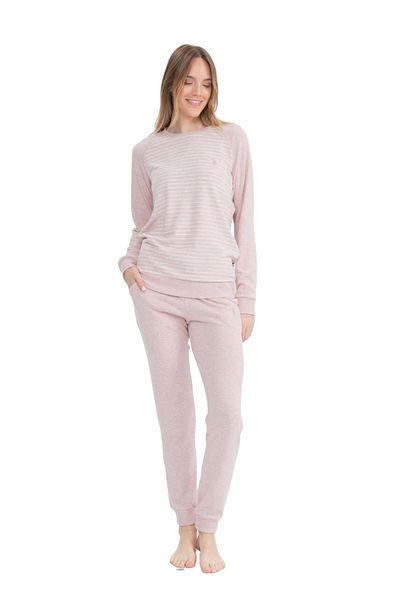 U.S. Polo Assn. Costum de pijama cu mânecă lungă pentru femei, cu licență de POLO SUA, țesătură termică cu textura moale