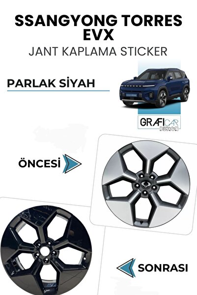 GRAFİCAR Ssangyong Torres Evx Jant Kaplama Sticker Set - Parlak Siyah