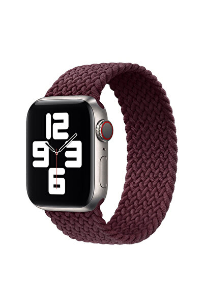 Quse Apple Watch 46mm/45mm/44mm & Series 1-3 42mm ile Uyumlu Örgü Solo Loop K...