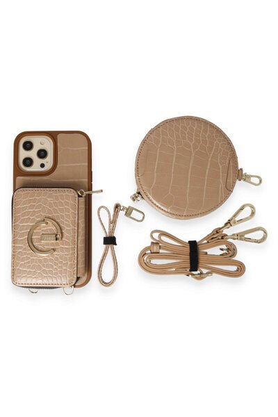 Motus Aksesuar İphone 14 Pro Max Uyumlu Cüzdanlı Çantalı Deri Kılıf Set