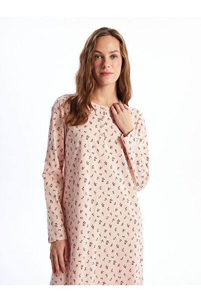 LC Waikiki Pembe Bisiklet Yaka Çiçekli Kadın Gecelik