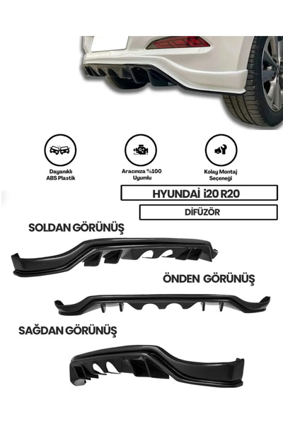 Genel Markalar Hyundai İ20 R20 Uyumlu Difüzör Parlak Siyah Difizör Plastik 2014 2015 2016 2017