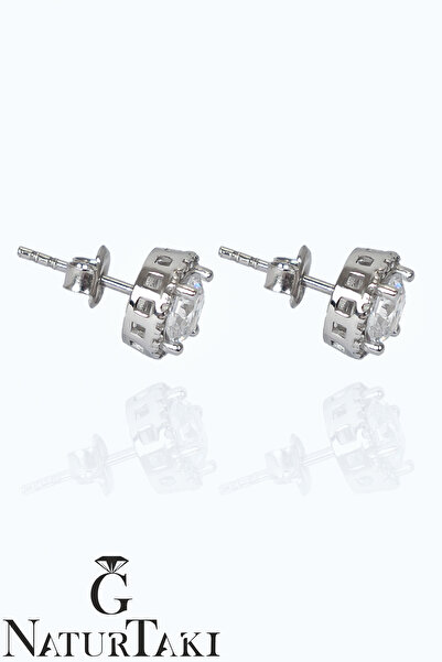 Naturtakı Beyaz Yuvarlak Tektaş Kararmaz Gümüş Kadın Küpe Modeli Göz Alıcı Işıltıda Zirve Kalite Taşlı Vidalı