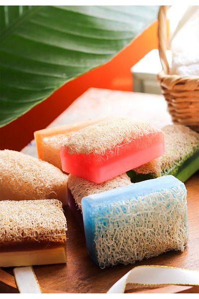 bermark Handmade Natural Pumpkin Fiber Bath Soap-Vegetable Glycerin Vegan Soap Economical Set of 8